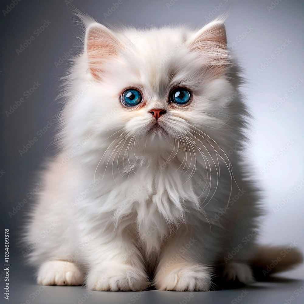 Persian kitten photographed close up isolated on gradient background Persian kitten photographed close up isolated on gradient background