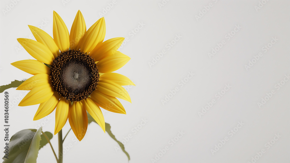 Obraz premium Bright Yellow Sunflower on Minimalist Background with Copy Space