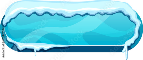 Cartoon ice game button. Blue frozen stone