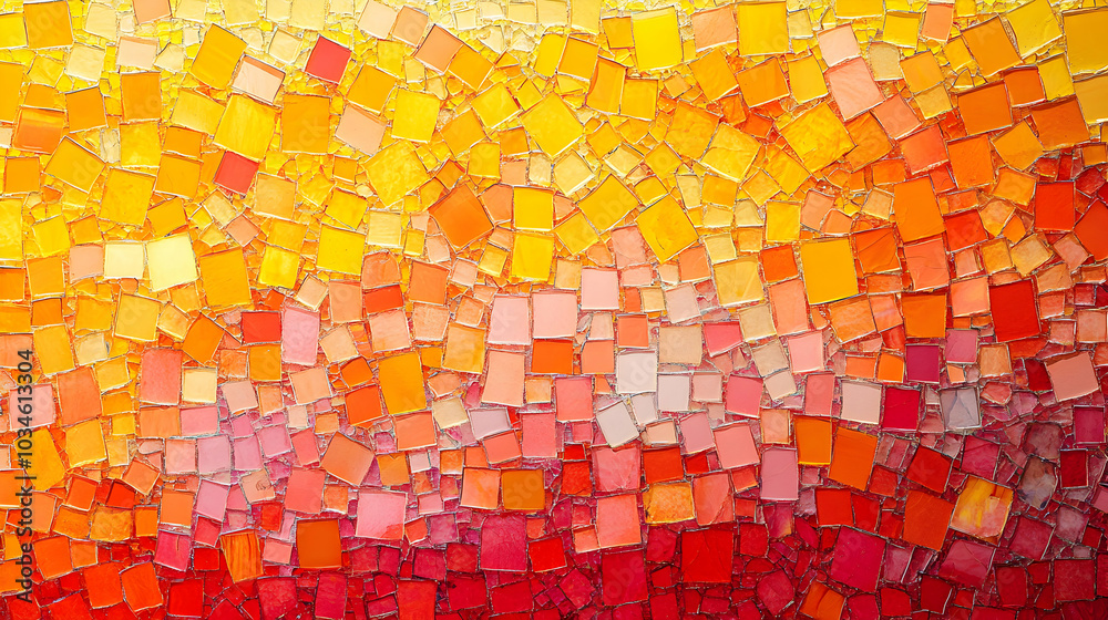 Fototapeta premium Colorful Mosaic Pattern of Tiny Squares in Warm Tones Creating a Vibrant Abstract Design