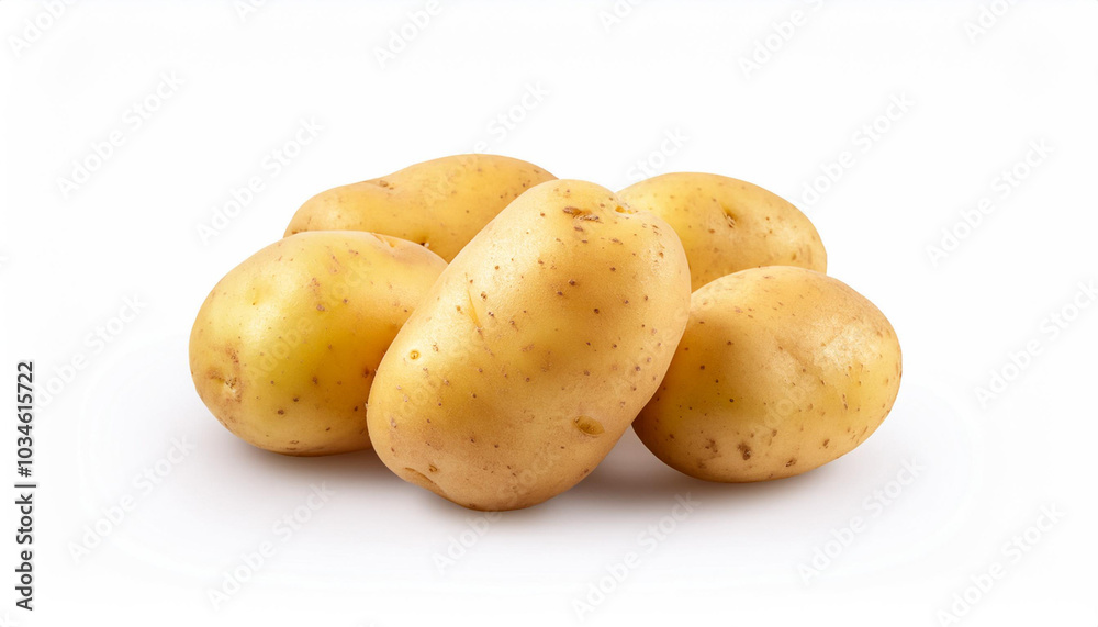 Young Fresh potatoes, organic potato, isolated on white background.