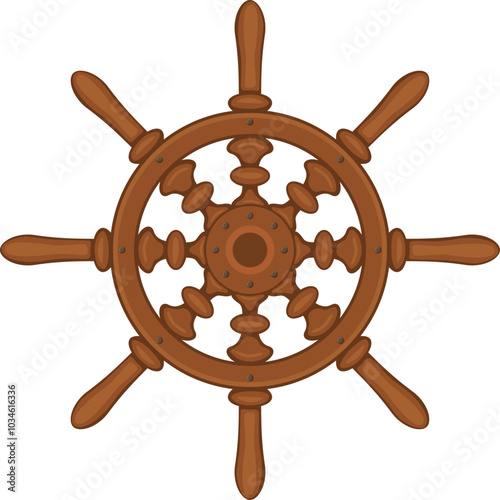Helm color icon. Ship navigation steering wheel