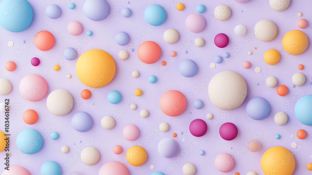 Playful Pastel-Colored Circles in a Floating Pattern on a Soft Background Playful Pastel-Colored Circles in a Floating Pattern on a Soft Background