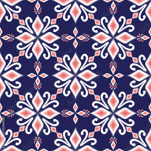 Ikat seamless floral pattern