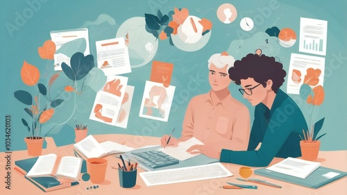 Mental health disorder problem, 2d illustration 
