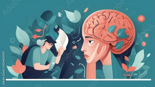 Mental health disorder problem, 2d illustration 