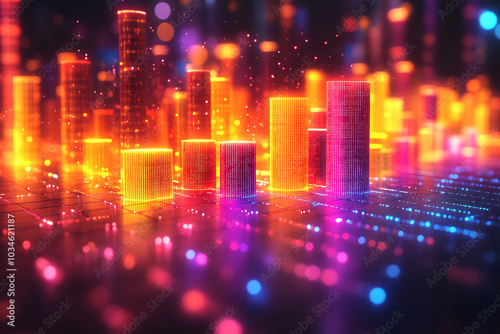 A dynamic 3D data visualization displaying colorful chart bars, illustrating business analytics, statistics, and trends in a modern, abstract style.
A dynamic 3D data visualization displaying colorful chart bars, illustrating business analytics, statistics, and trends in a modern, abstract style.