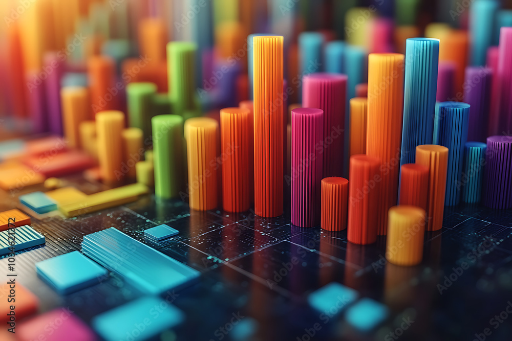 A dynamic 3D data visualization displaying colorful chart bars, illustrating business analytics, statistics, and trends in a modern, abstract style.
A dynamic 3D data visualization displaying colorful chart bars, illustrating business analytics, statistics, and trends in a modern, abstract style.