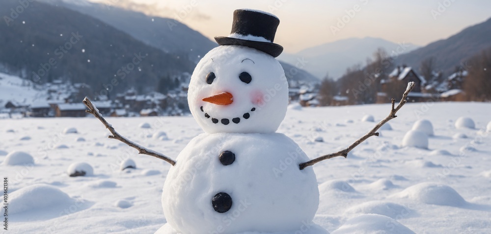 Fototapeta premium snowman with hat