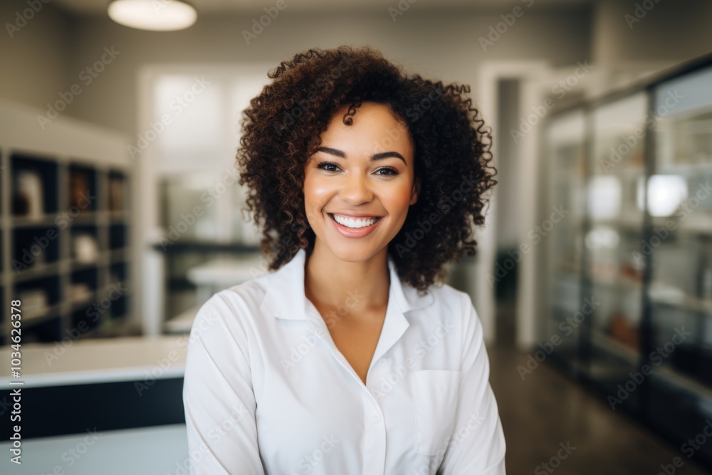 Portrait of a smiling female African American medical physician Portrait of a smiling female African American medical physician