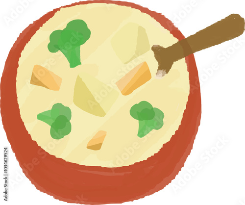 Clip art of hand-drawn white stew