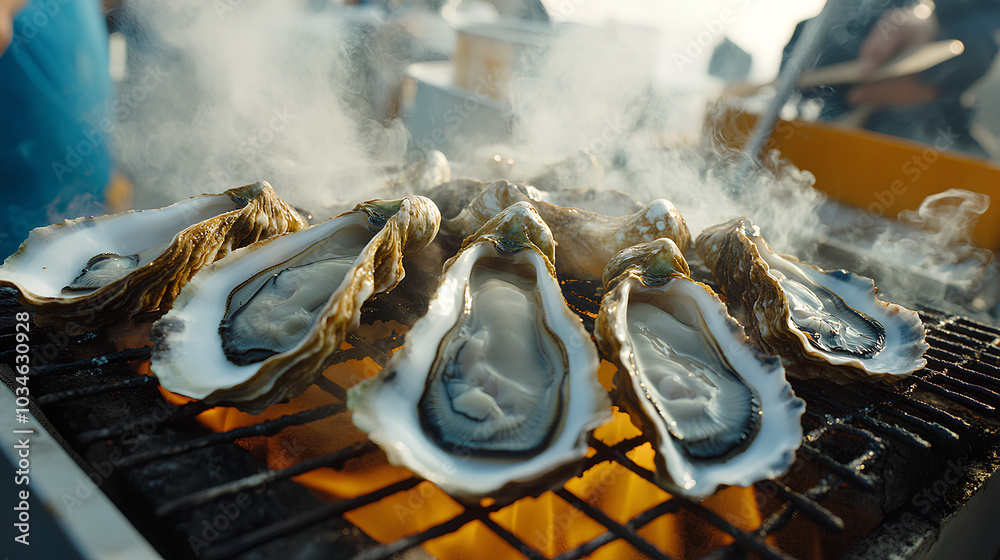 Oysters on the grill Oysters on the grill