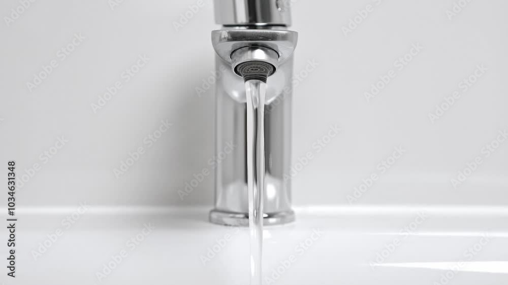 Water running from faucet closeup. Nobody Water running from faucet closeup. Nobody