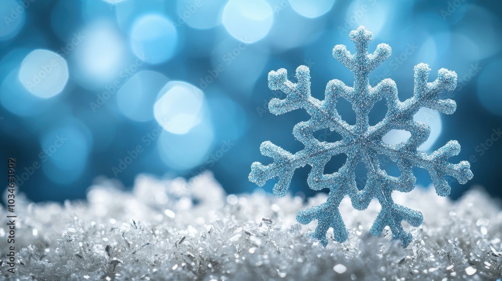 Stunning macro shot of icy snowflakes, perfect for winterthemed celebrations and seasonal decorations.