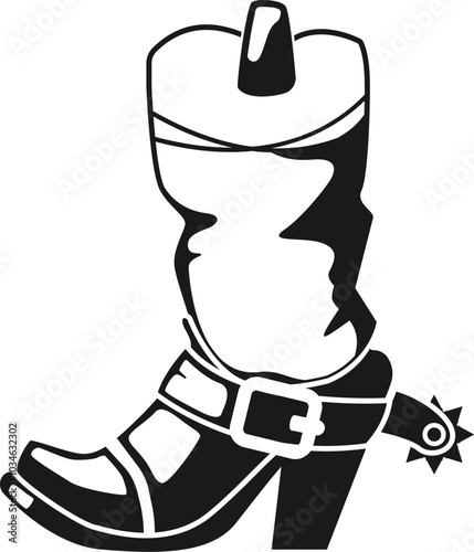 Cowboy boot line icon. retro fashion footwear