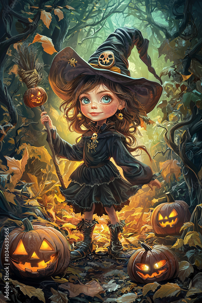 halloween witch with a pumpkin halloween witch with a pumpkin