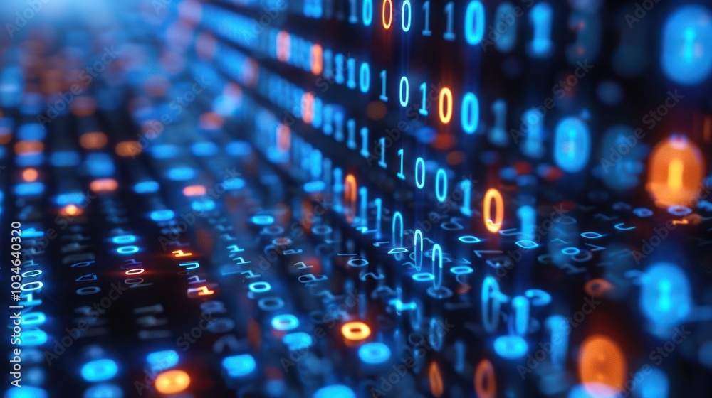 Vibrant Blue Binary Code Background for Digital Technology Vibrant Blue Binary Code Background for Digital Technology