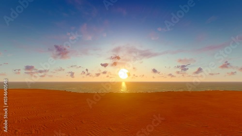 The sea beach at dusk is delayed photography.