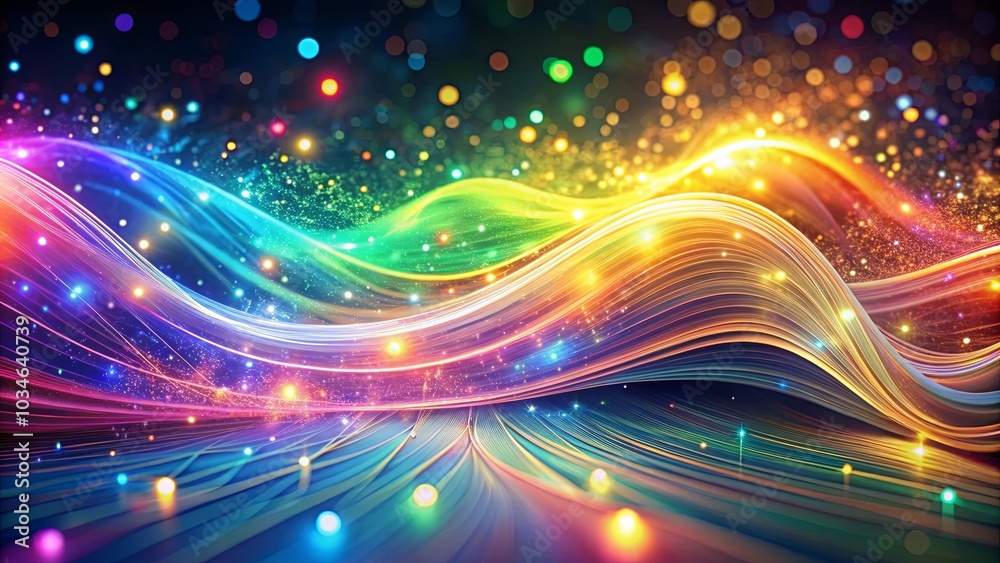 Obraz premium A vibrant abstract symphony of undulating lines and sparkling lights, creating a captivating visual tapestry.
