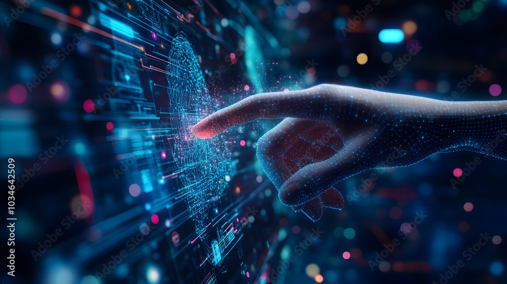 Hand touching data of brain and science on network connection, AI, Artificial intelligence, Machine learning, Technology and science. Hand touching data of brain and science on network connection, AI, Artificial intelligence, Machine learning, Technology and science.