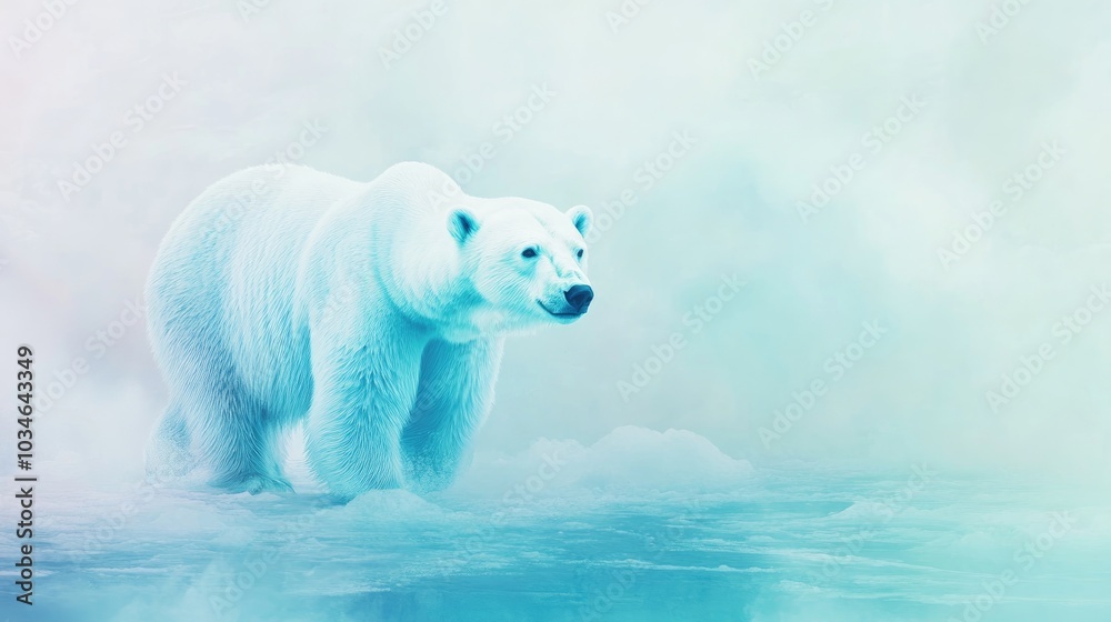 Polar bear emerging over a soft pastel backdrop Ideal for advertising banners or cards Space available for text Suitable for birthday party invitations Polar bear emerging over a soft pastel backdrop Ideal for advertising banners or cards Space available for text Suitable for birthday party invitations