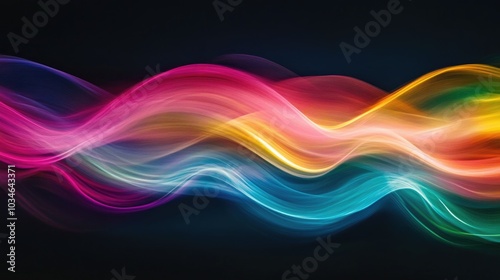 Vibrant colors create a dynamic interplay of light waves set against a dark backdrop