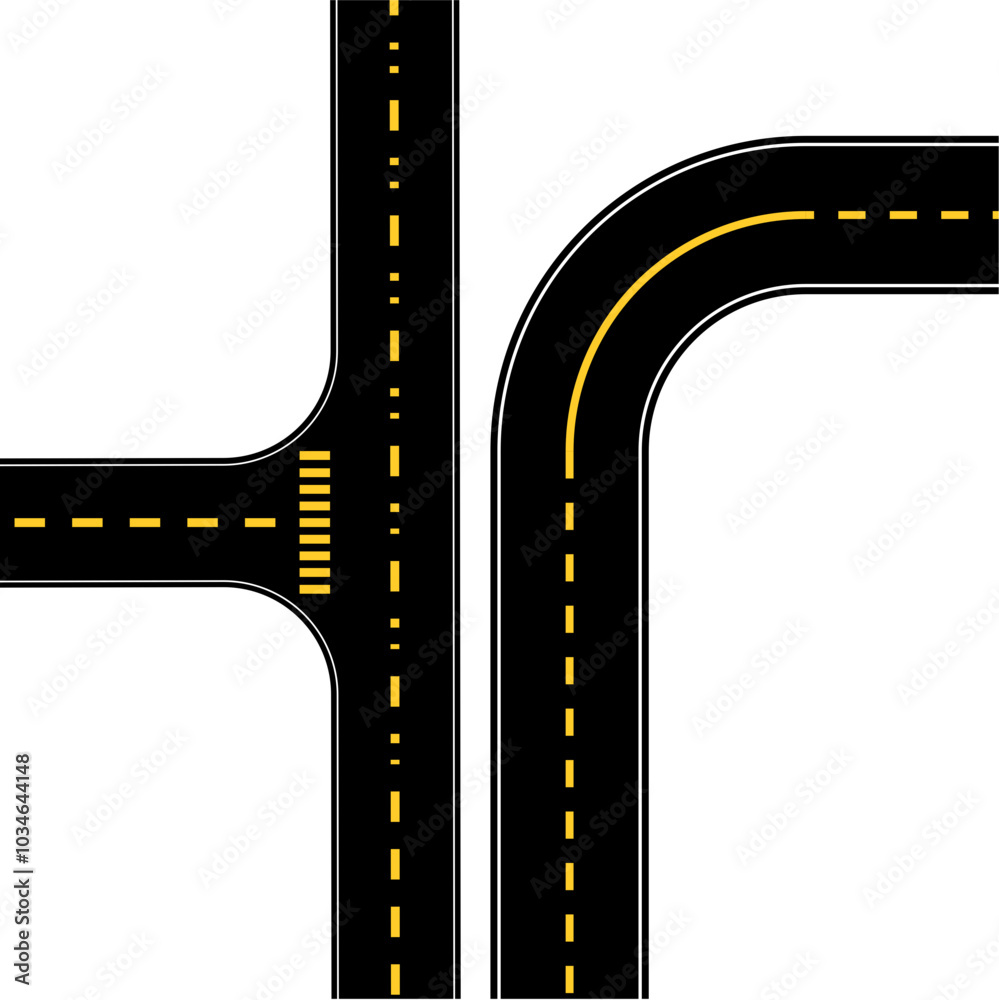 Fototapeta premium City road and highway top view elements for map
