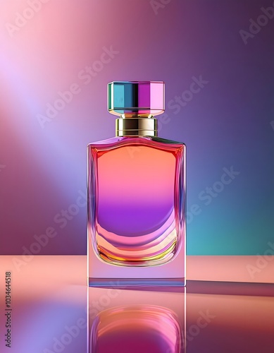 Product picture of perfume bottle advertising poster Simple, elegant design, looks expensive.