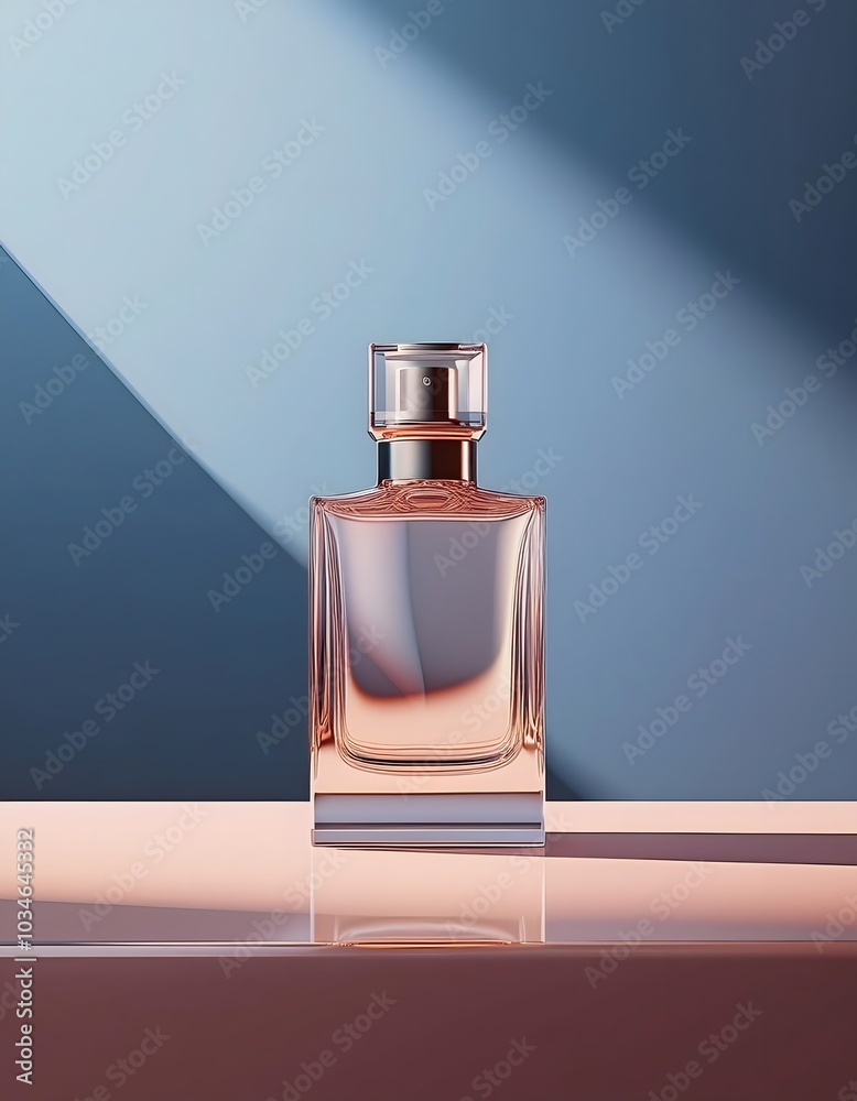 Product picture of perfume bottle advertising poster Simple, elegant design, looks expensive.