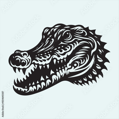 Crocodile Adaptations head logo vector, Crocodile Adaptations silhouette vector icon,