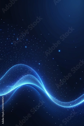 Blue sound waves, abstract background, vertical composition