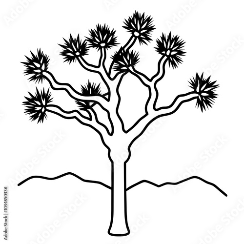Joshua Tree line art
 vector art 

