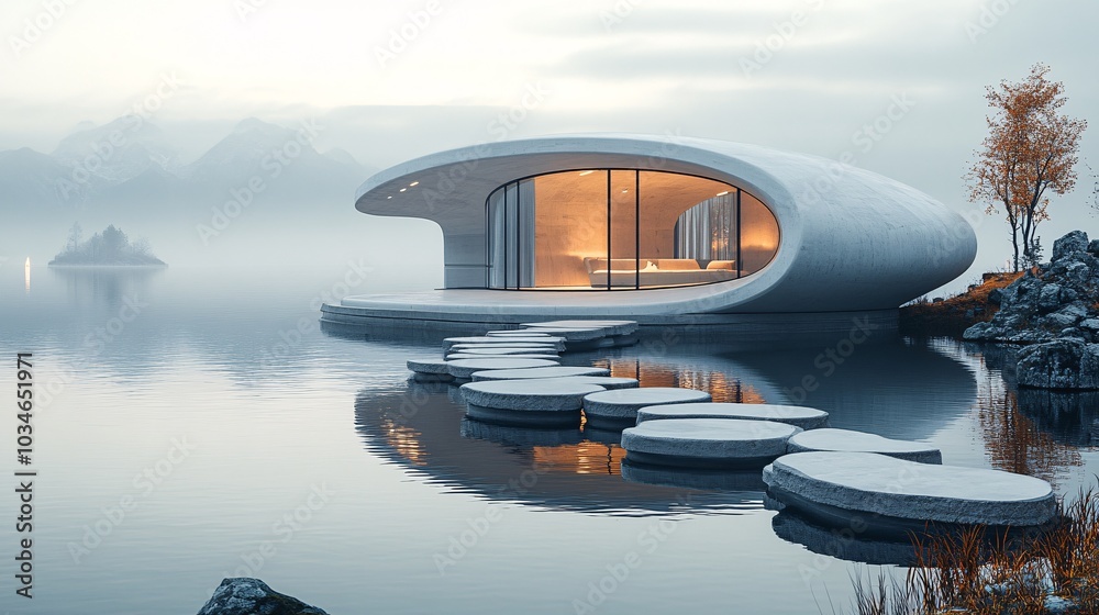 Obraz premium Futuristic House with 3D Printed Concrete Design