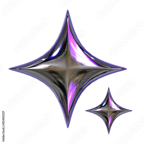 y2k abstract star geometry 3d icon illustration