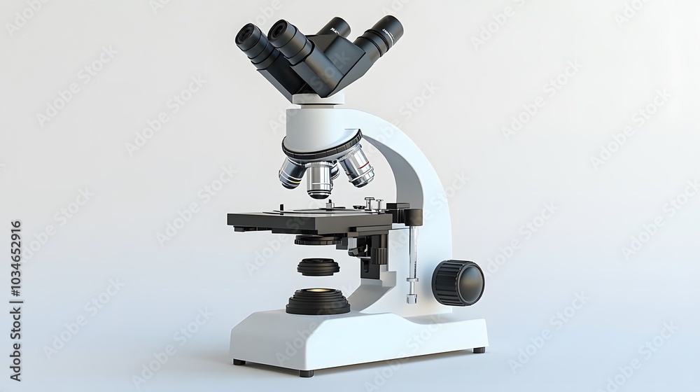 White Traditional Microscope 3d illustration 3d render. White Traditional Microscope 3d illustration 3d render.