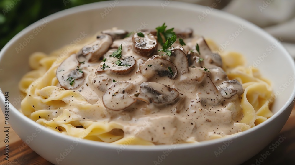 Organic beef stroganoff with wide egg noodles, creamy mushroom sauce, and parsley garnish, organic beef stroganoff, comfort food indulgence Organic beef stroganoff with wide egg noodles, creamy mushroom sauce, and parsley garnish, organic beef stroganoff, comfort food indulgence