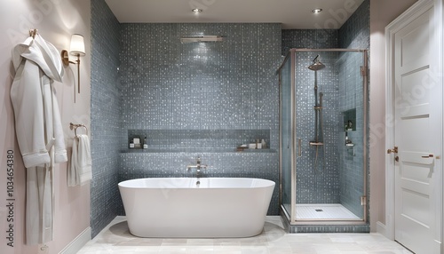 Charming rustic farmhouse bathroom featuring an old-fashioned clawfoot tub for a relaxing soak photo