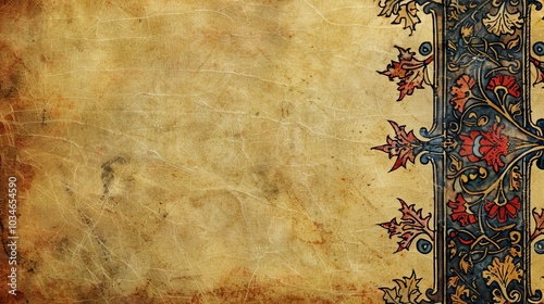 A vintage parchment with intricate floral details, perfect for adding a touch of history to your design.