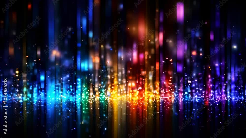Vibrant and colorful glowing lights with bokeh reflections, creating a dazzling abstract effect against a dark background. Vibrant and colorful glowing lights with bokeh reflections, creating a dazzling abstract effect against a dark background.
