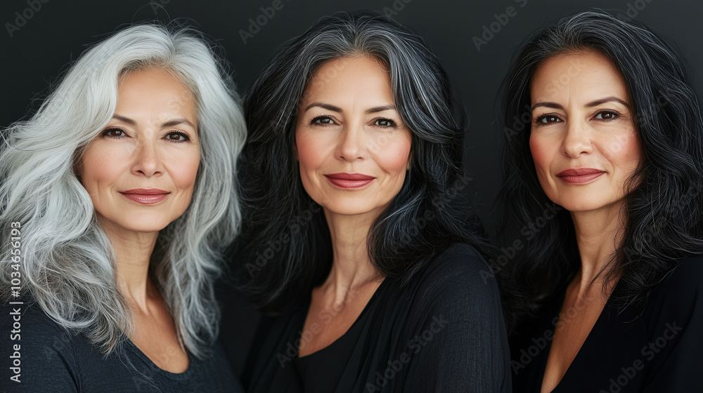 three women of different ages and ethnicities, all with radiant, glowing skin.