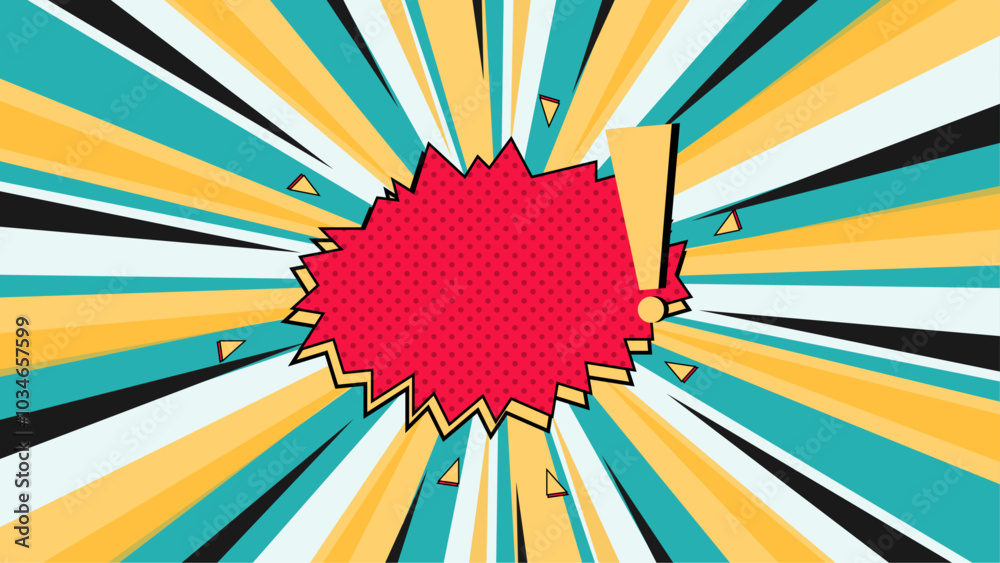 A vibrant comic-style image featuring a blank speech bubble