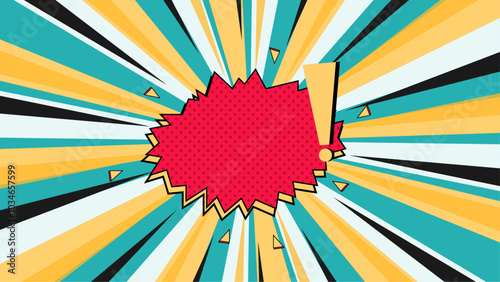 A vibrant comic-style image featuring a blank speech bubble