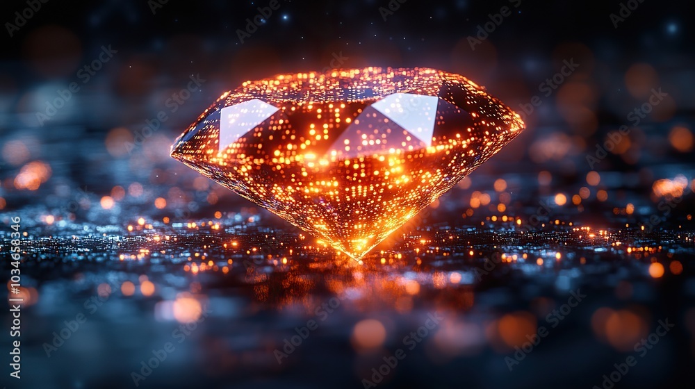 gleaming diamond with subtle overlay of binary code symbolizing the intersection of digital technology and wealth the image captures the essence of modern financial innovation gleaming diamond with subtle overlay of binary code symbolizing the intersection of digital technology and wealth the image captures the essence of modern financial innovation