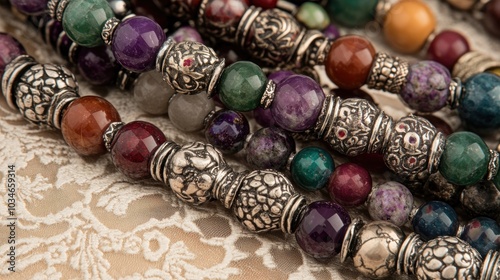 Colorful Beaded Jewelry with Silver Accents