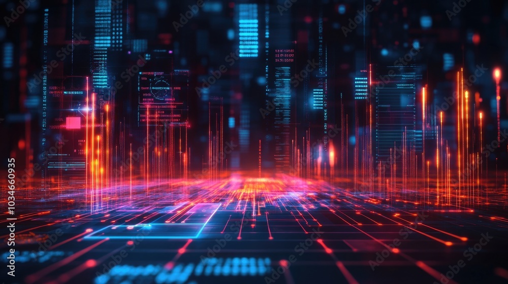 Futuristic digital landscape with glowing data streams Futuristic digital landscape with glowing data streams
