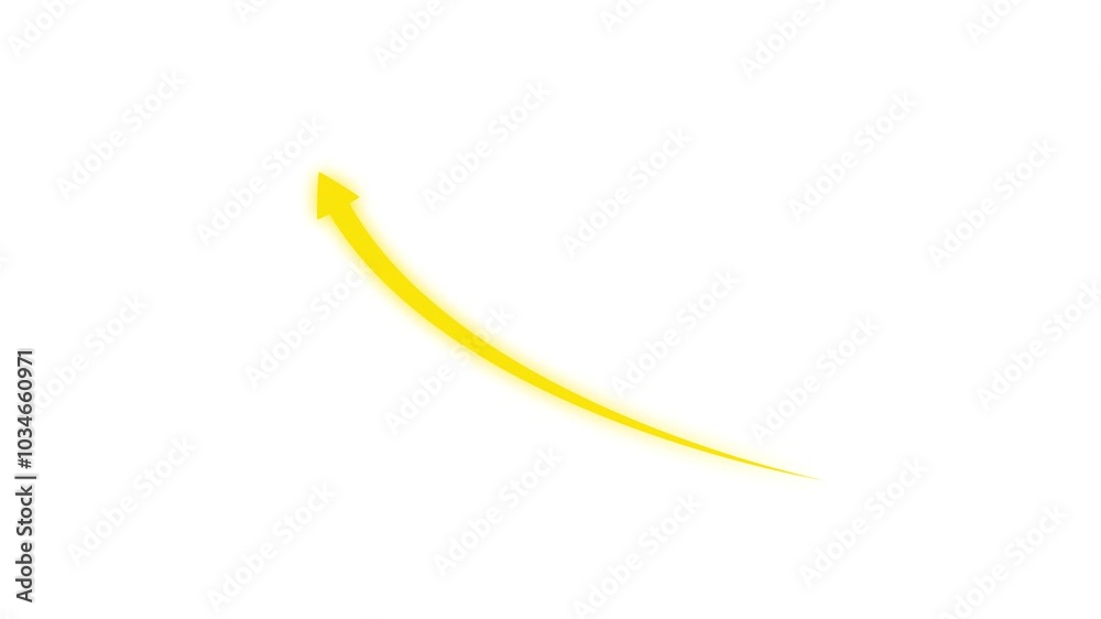 Glowing rising arrow transparent channel.   Up business arrow animation. 