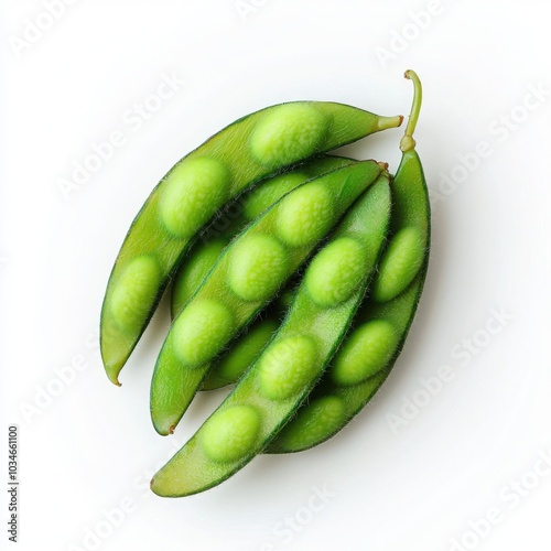 Wallpaper Mural Fresh green edamame pods, white isolate background. Torontodigital.ca
