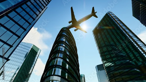 Fly over the office on the office.