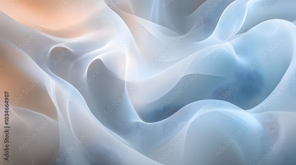 Obraz premium Soft translucent layers of abstract waves and curves blending seamlessly in fluid motion