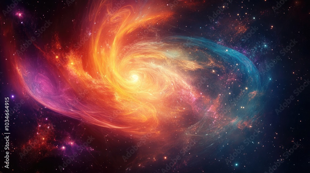 Naklejka premium Abstract cosmic backdrop with vibrant colors and swirling patterns evoking a sense of the vastness and mystery of the universe